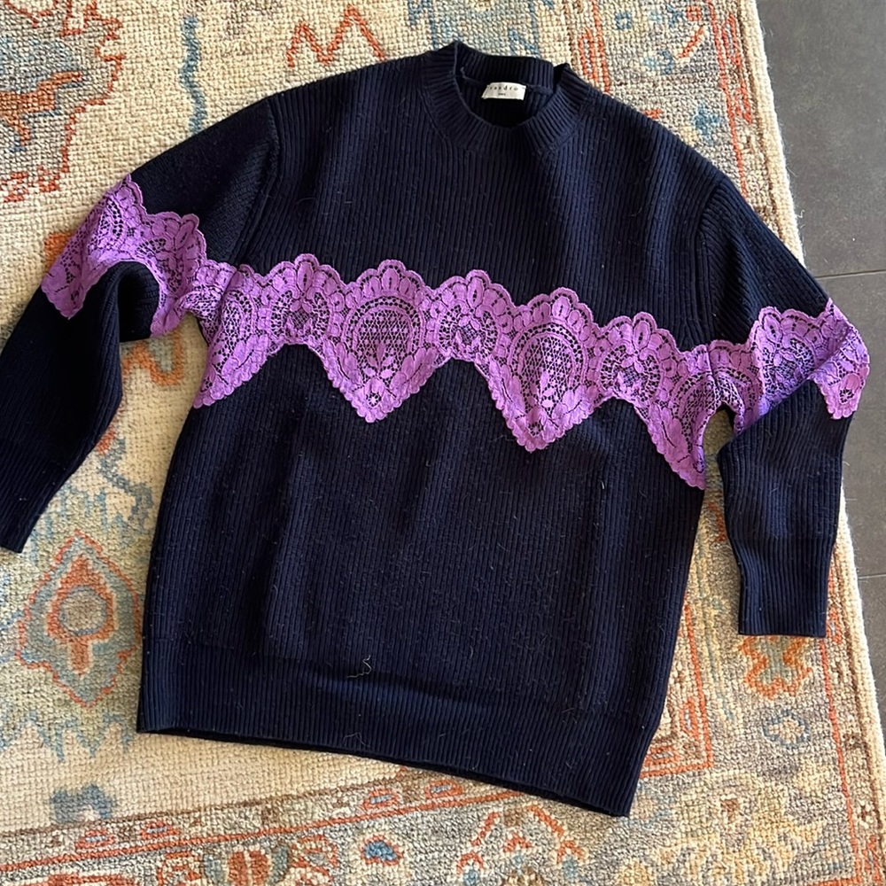 Sandro Lace Insert Sweater